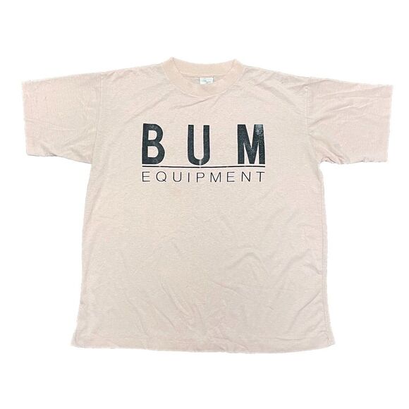 Vintage BUM Equipment T-Shirt Striped Boxy Crop Tee 90s Workout Gym Large 1994 - Picture 1 of 15